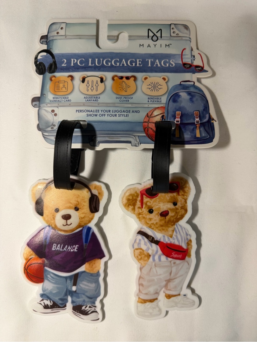 Teddy Bear Luggage Tags by Mayim. NWT